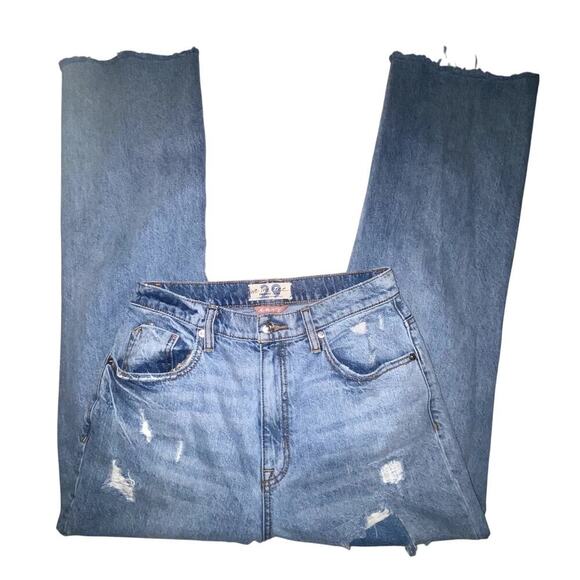 Free People CRVY Straight Shooter Distressed Jeans Size 29 - Picture 1 of 6